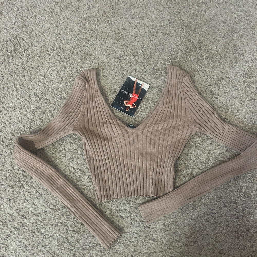 A 2 pice crop top and pants, beautiful tan colot from Naked Wardrobe  in size S